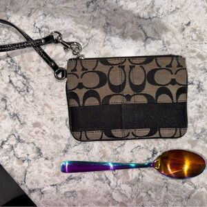 Coach Black and Tan Wristlet/clutch